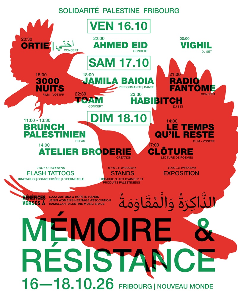 16-18.10 | Fribourg Palestine x Nouveau Monde: Festival Mémoire et Résistance