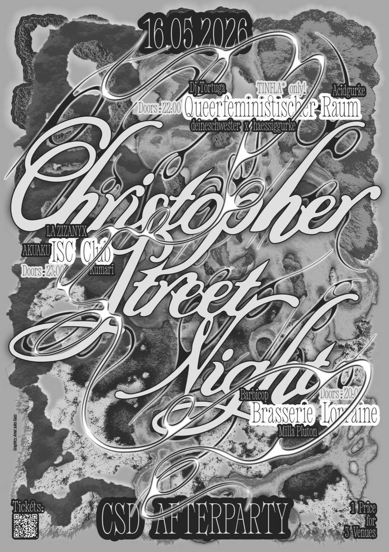 Official CSD Afterparty 🏳️‍🌈 CHRISTOPHER STREET NIGHT! ISC x QFR x Brasserie Lorraine